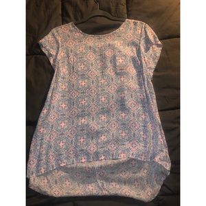 Artisan blue and pink top